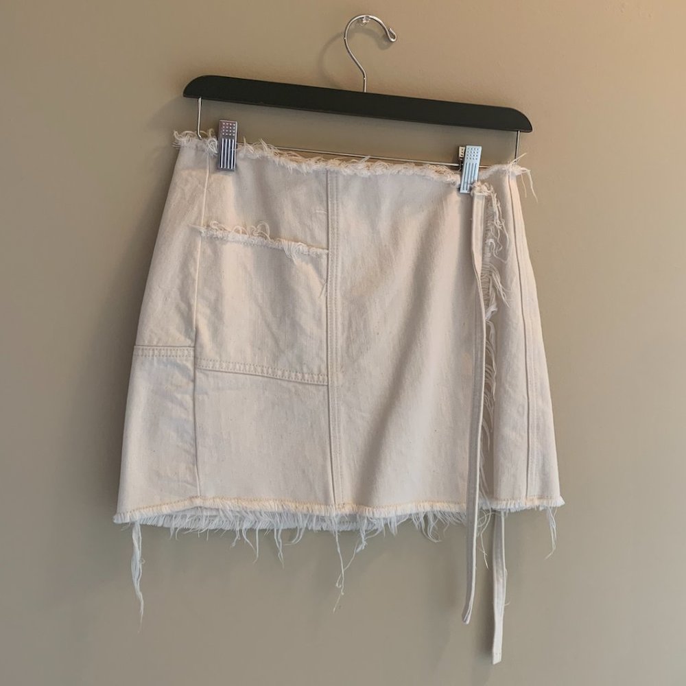 BDG Urban Outfitters Cream Tie Jean Skirt